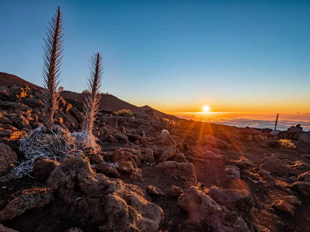 Sunset at Haleakala National park Summit District in Maui, HI